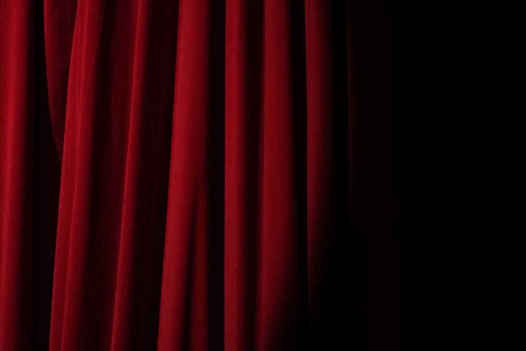 Dark red stage curtains