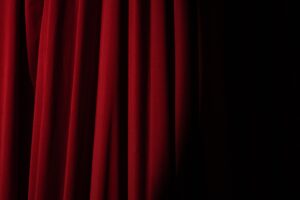 Dark red stage curtains