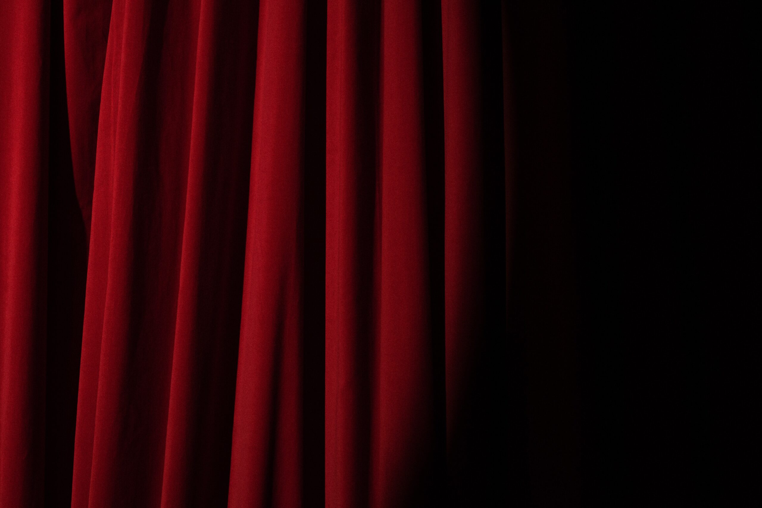 Dark red stage curtains
